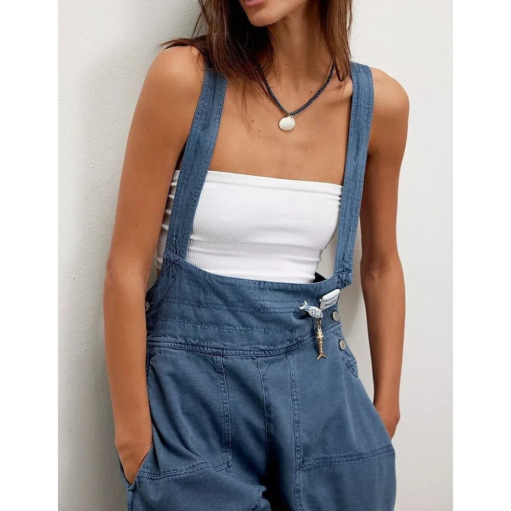 Free People We The Free Felix Tapered Overalls Jumpsuit Dress Pinafore L 289563